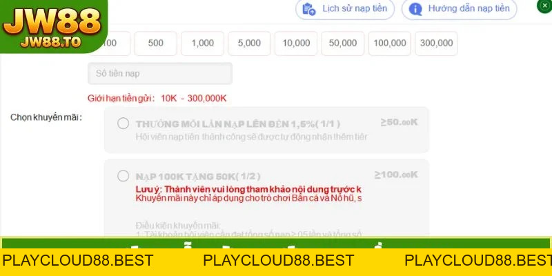 Nạp Tiền JW88 - Hướng Dẫn Chuyển Vốn Siêu Tốc An Toàn 100%